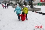 图为云南昭通的小朋友在雪地里玩耍。　刘卓娅 摄 - 云南频道